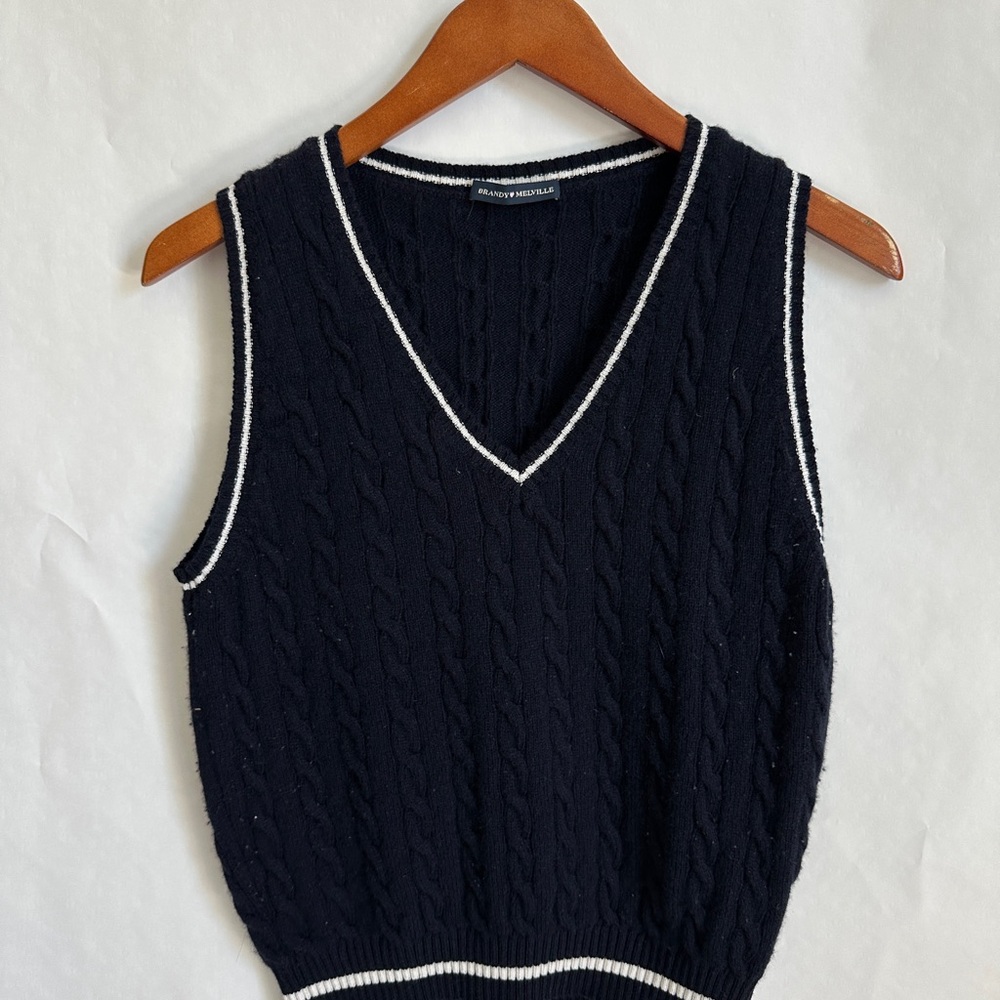 Brandy Melville Navy V-Neck Sweater Vest